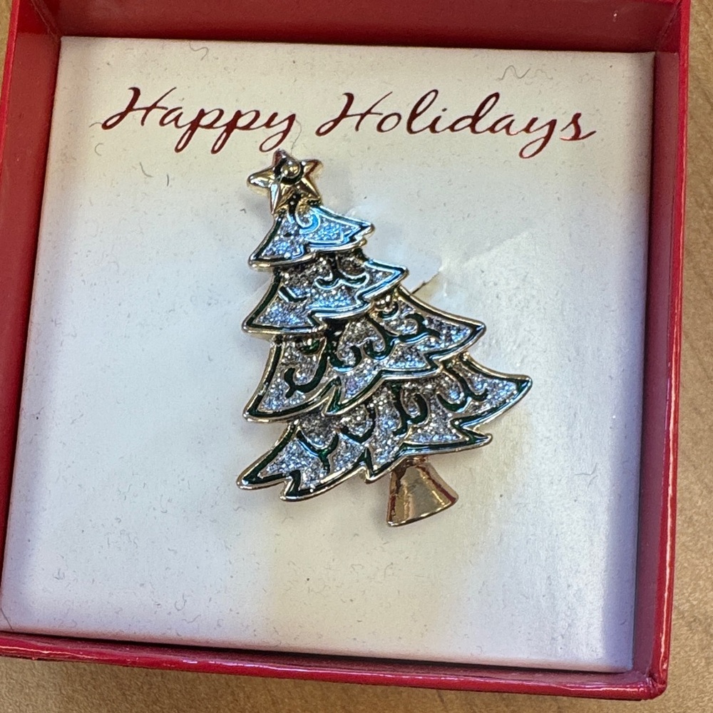 Sears Silver and Gold Holiday Tree Brooch